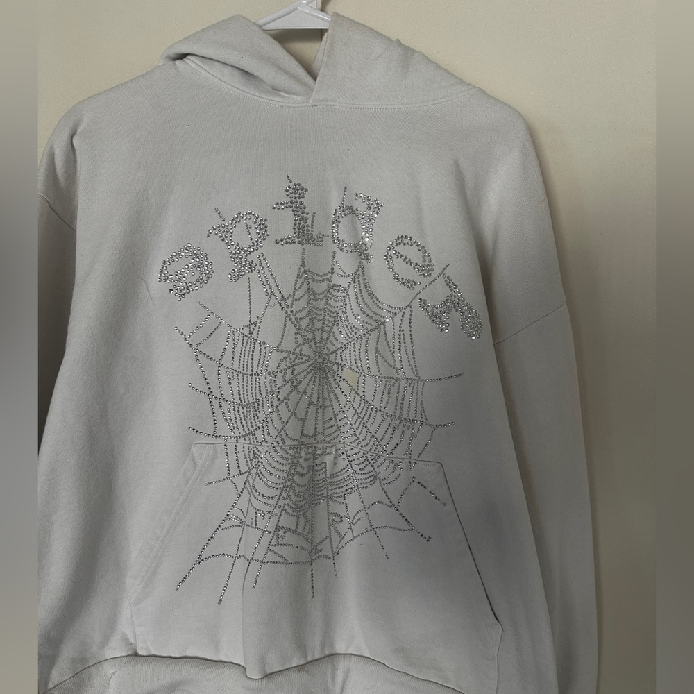 SP5DER white hoodie with crystals in the letters. Authentic bought from Stockx
